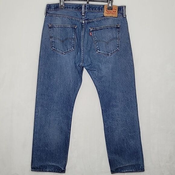 Levi's 501 Button Fly Straight Leg Jeans Size 36 x 30 - Picture 4 of 9